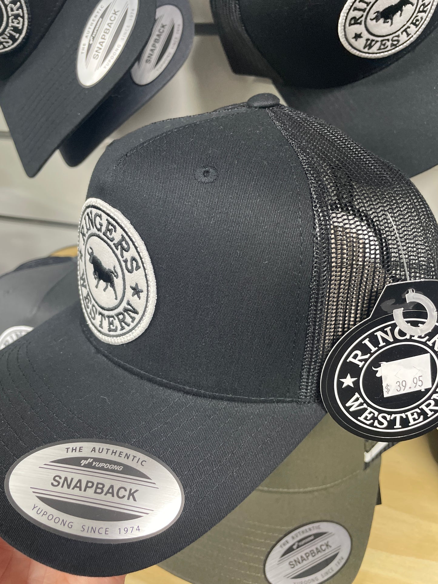 Signature Bull Trucker Cap - Black with Black & White Patch