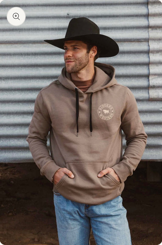 Signature Bull Mens Pullover Hoodie - Mushroom
