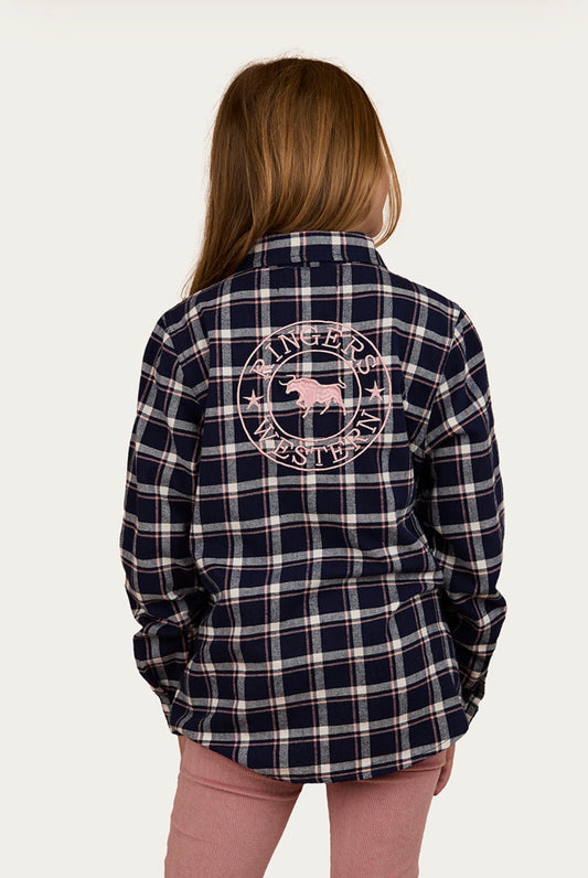 Rory Kids Flannel Shirt - Navy/Pink