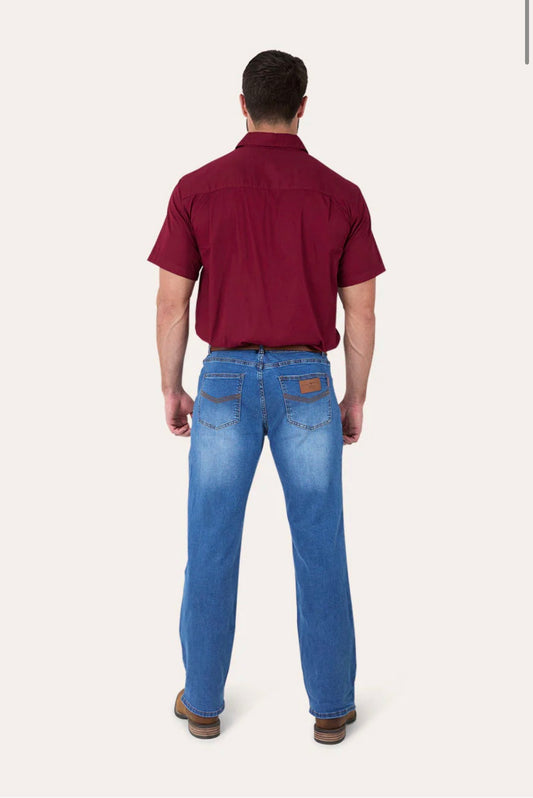 Sturt Mens Relaxed Leg Jeans - Mid Blue