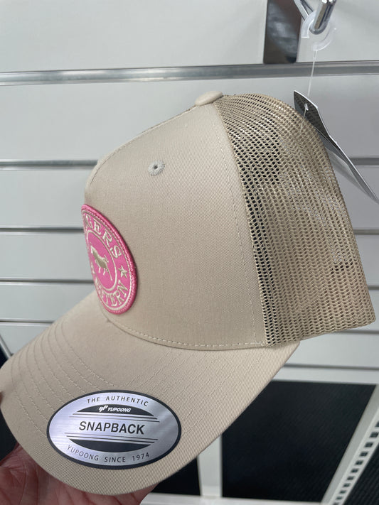 Signature Bull Trucker Cap - Bone with Pink & Bone Patch