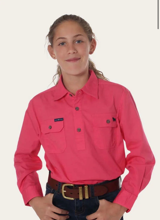 Ord River Kids Half Button Workshirt - Melon