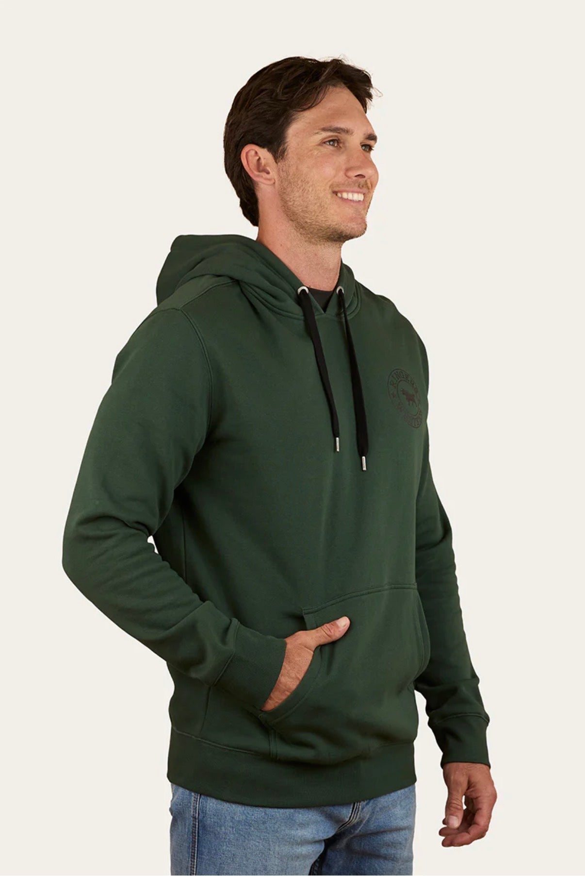 Signature Bull Mens Pullover Hoodie - Pine