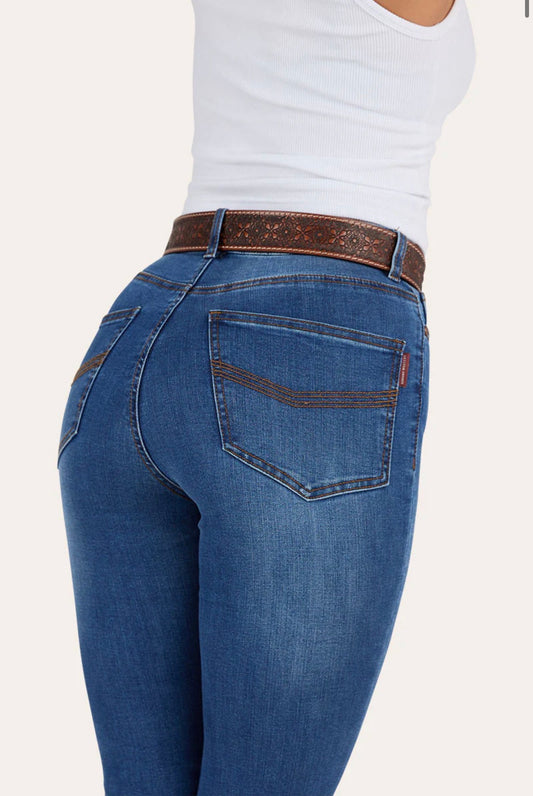 Penny Womens High Rise Bootleg Jean - Vintage Blue Wash