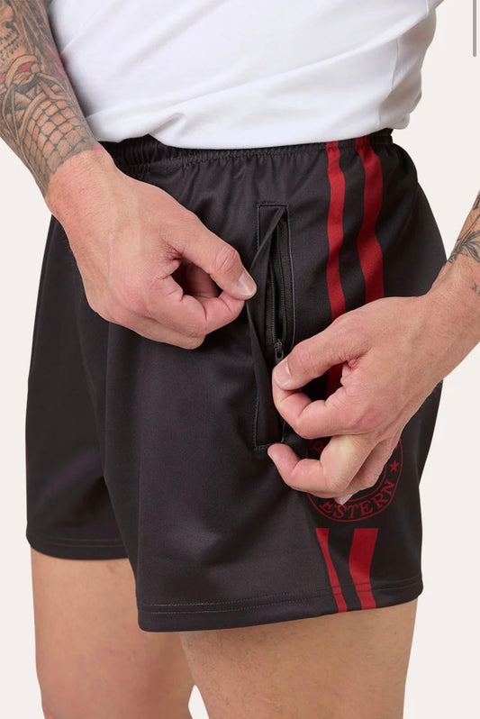 Ringers Footy Shorts - Charcoal/Red