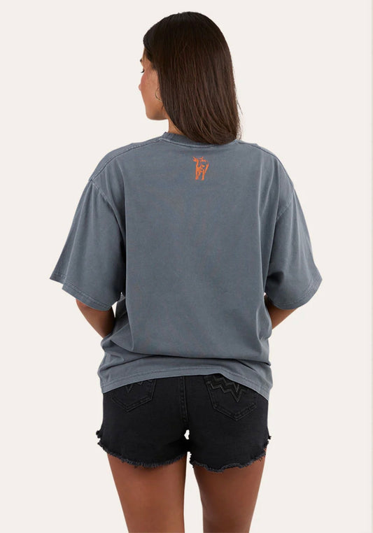 Born In The West Womens Oversized T-Shirt - Washed Black