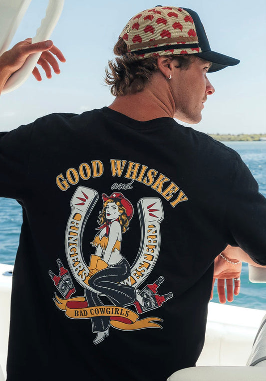 Bad Cowgirls Mens Loose Fit T-Shirt - Black