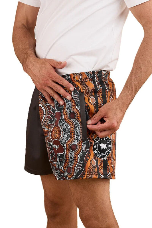 Walkabout Warrior Footy Shorts - Charcoal/Multi