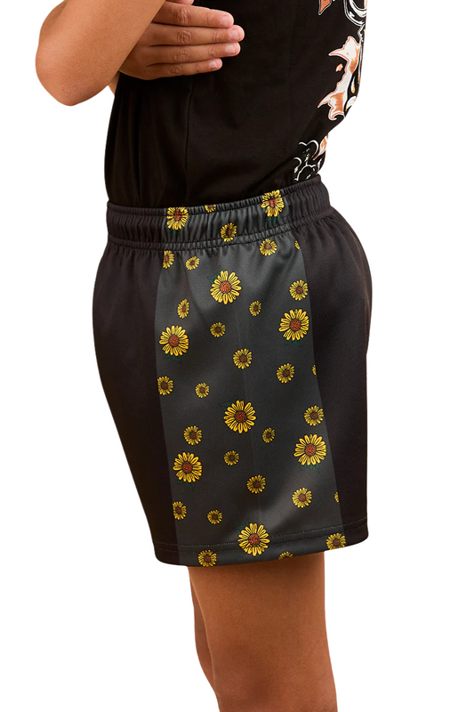 Sunflowers Kids Footy Shorts - Black/Multi