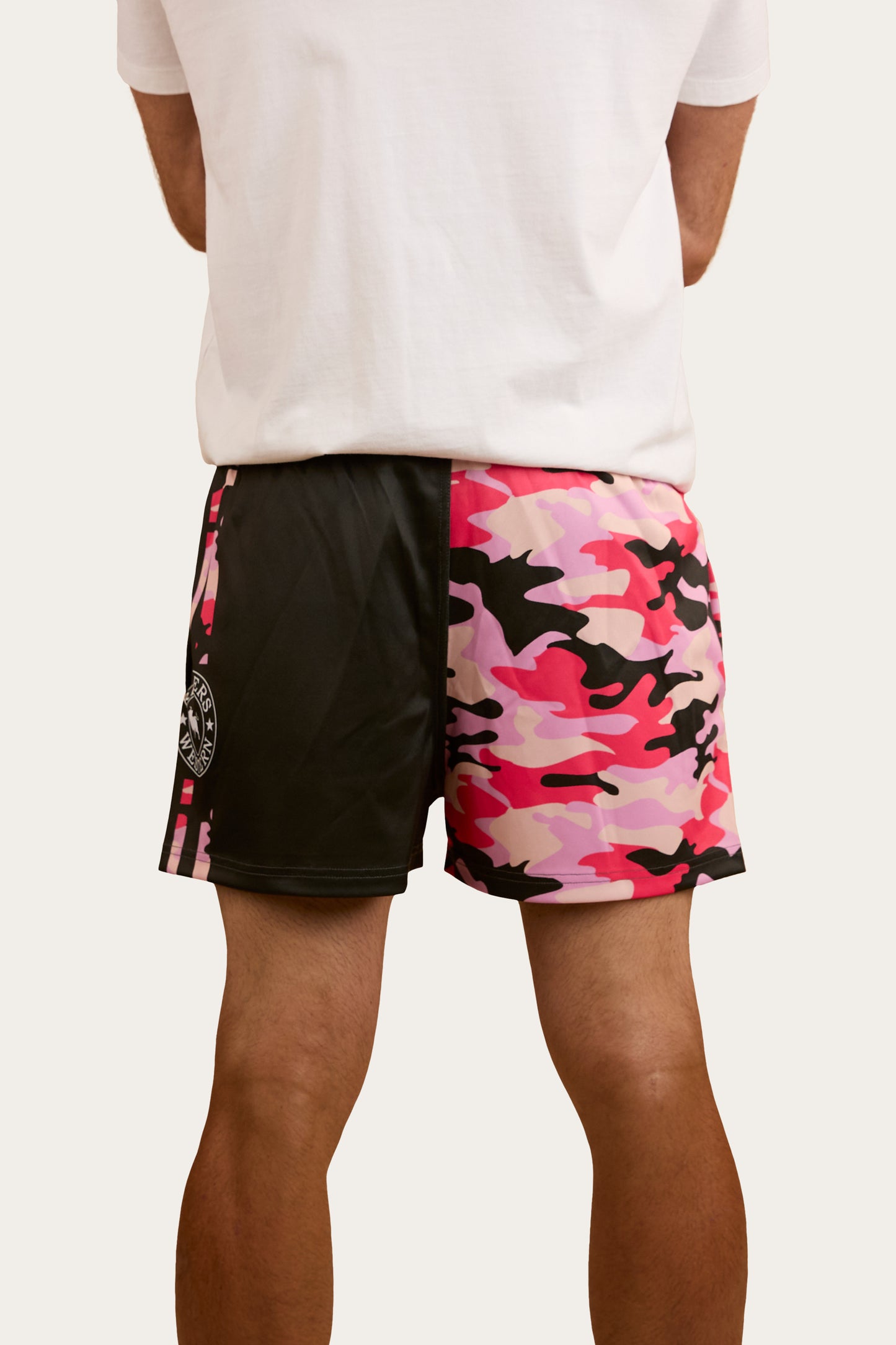 Camo Footy Shorts -Charcoal/Pink Camo