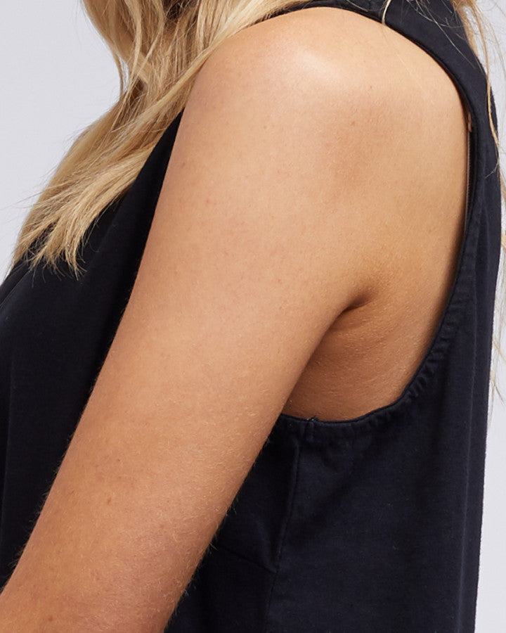 Linen Tank Dress - Black