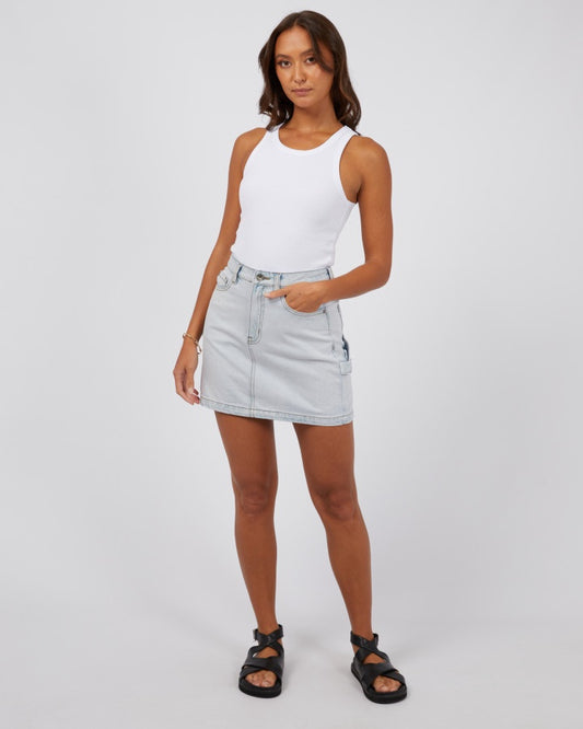 Cargo Denim Skirt - Bleach