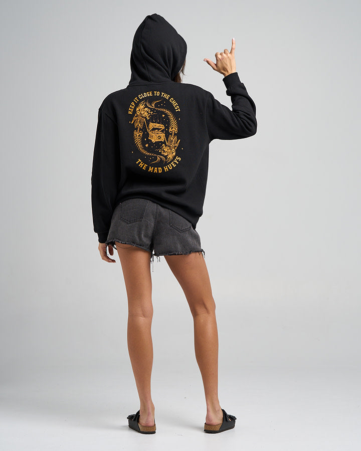 Close Chest | Womens Hooded Pullover - Black