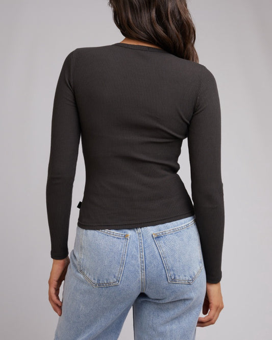Rib Baby Long Sleeve Tee - Washed Black