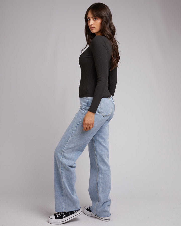 Rib Baby Long Sleeve Tee - Washed Black