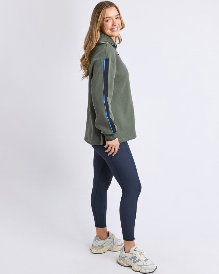 Knit Collar Crew - Khaki