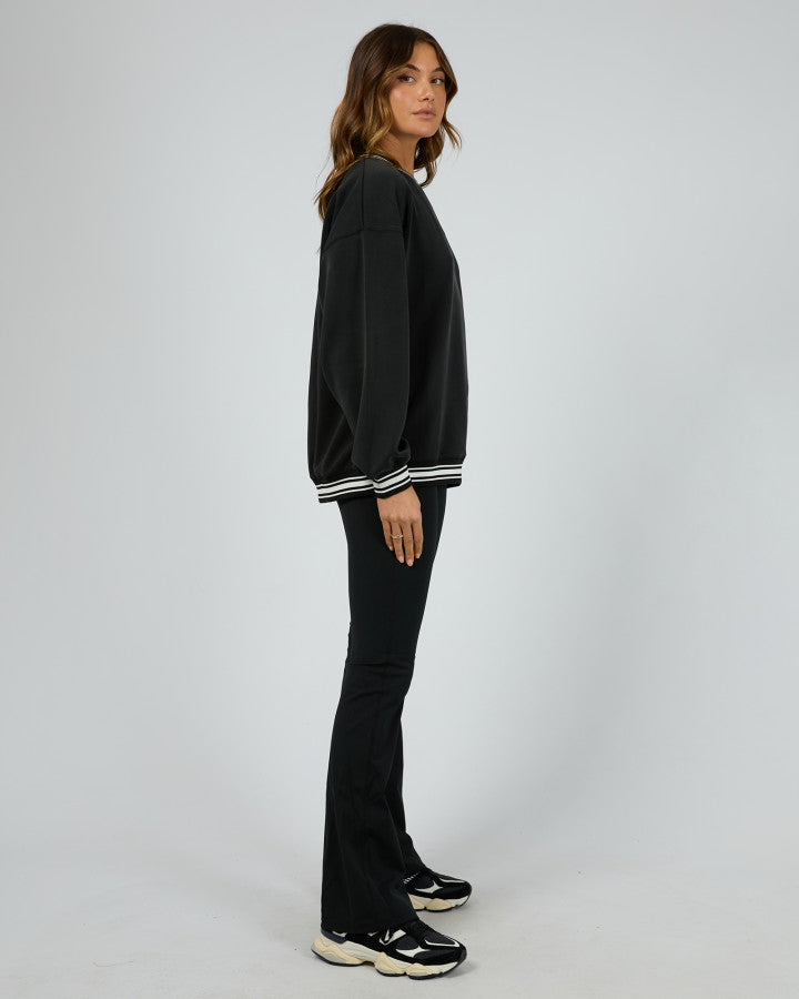 Luxe Active College Crew Sweater - Black