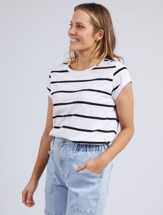 Manly Tee - White & Black Stripe