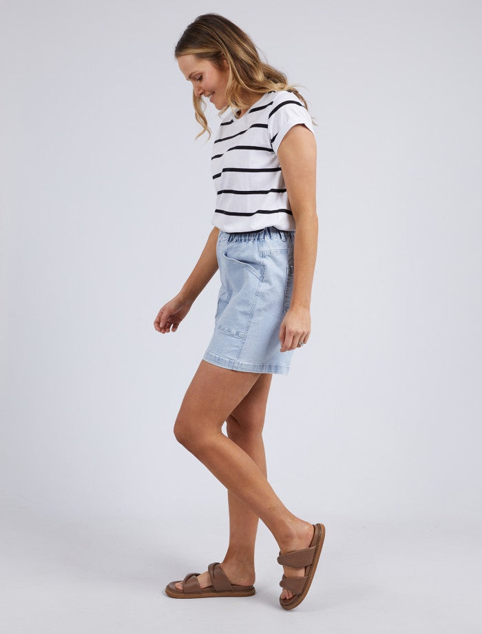 Manly Tee - White & Black Stripe