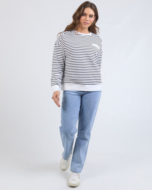 Original Stripe Crew- White