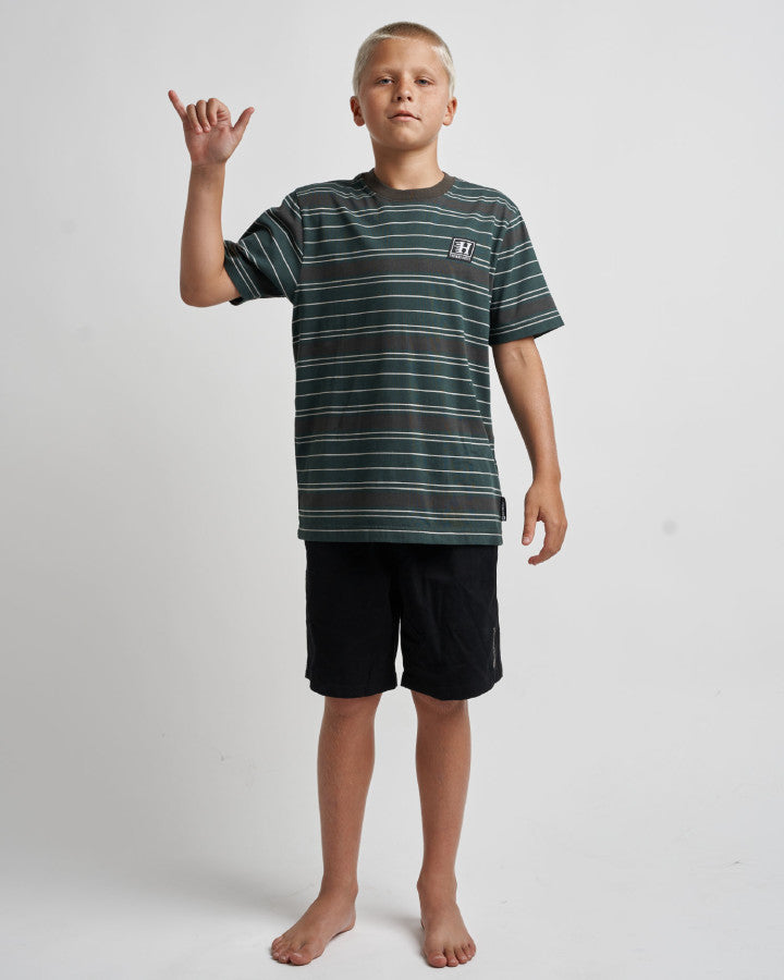 The Mad Hueys | Parallel Stripe Hueys | Youth SS Tee - Pine Green