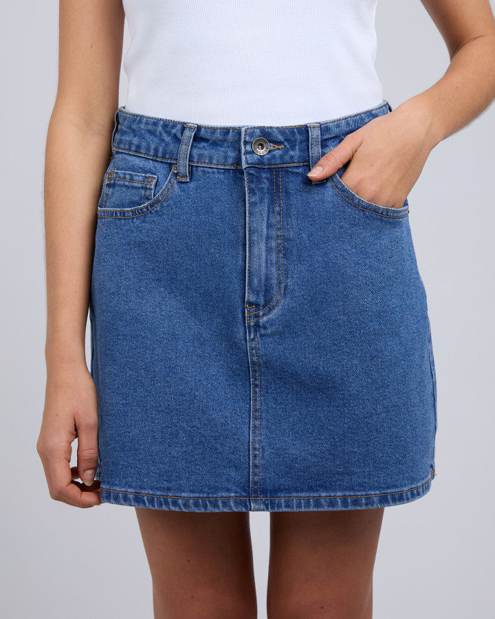 Selina Comfort Skirt - Mid Blue