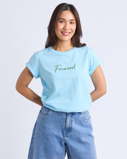 Signature Contrast Tee - Light Blue