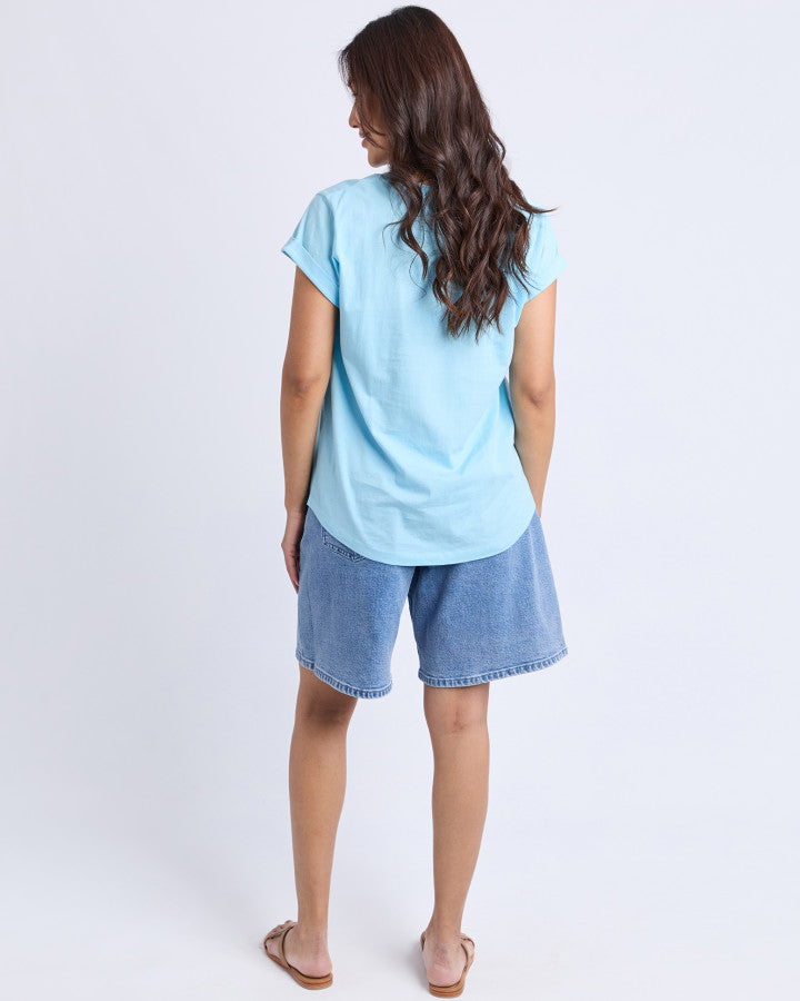 Signature Contrast Tee - Light Blue