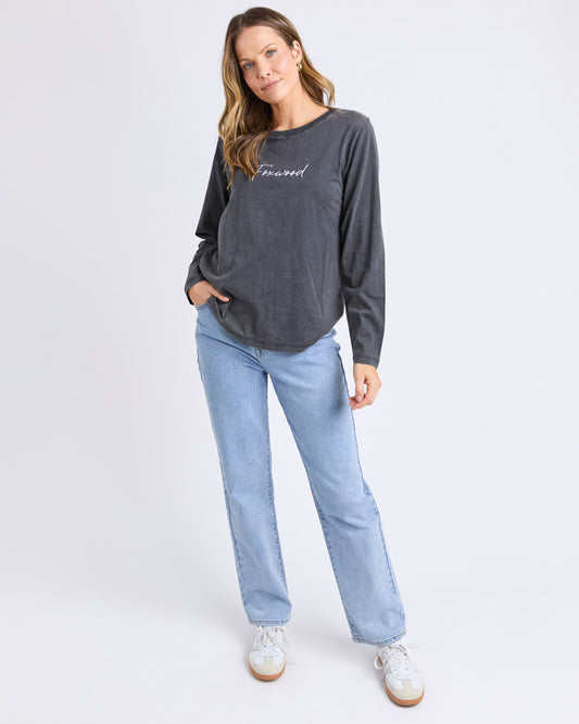 Signature Long Sleeve Tee - Washed Black