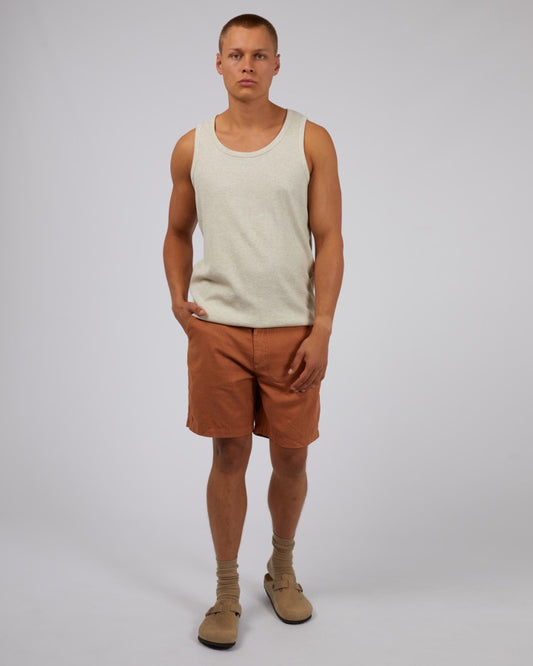 Tab Linen Shorts - Tan