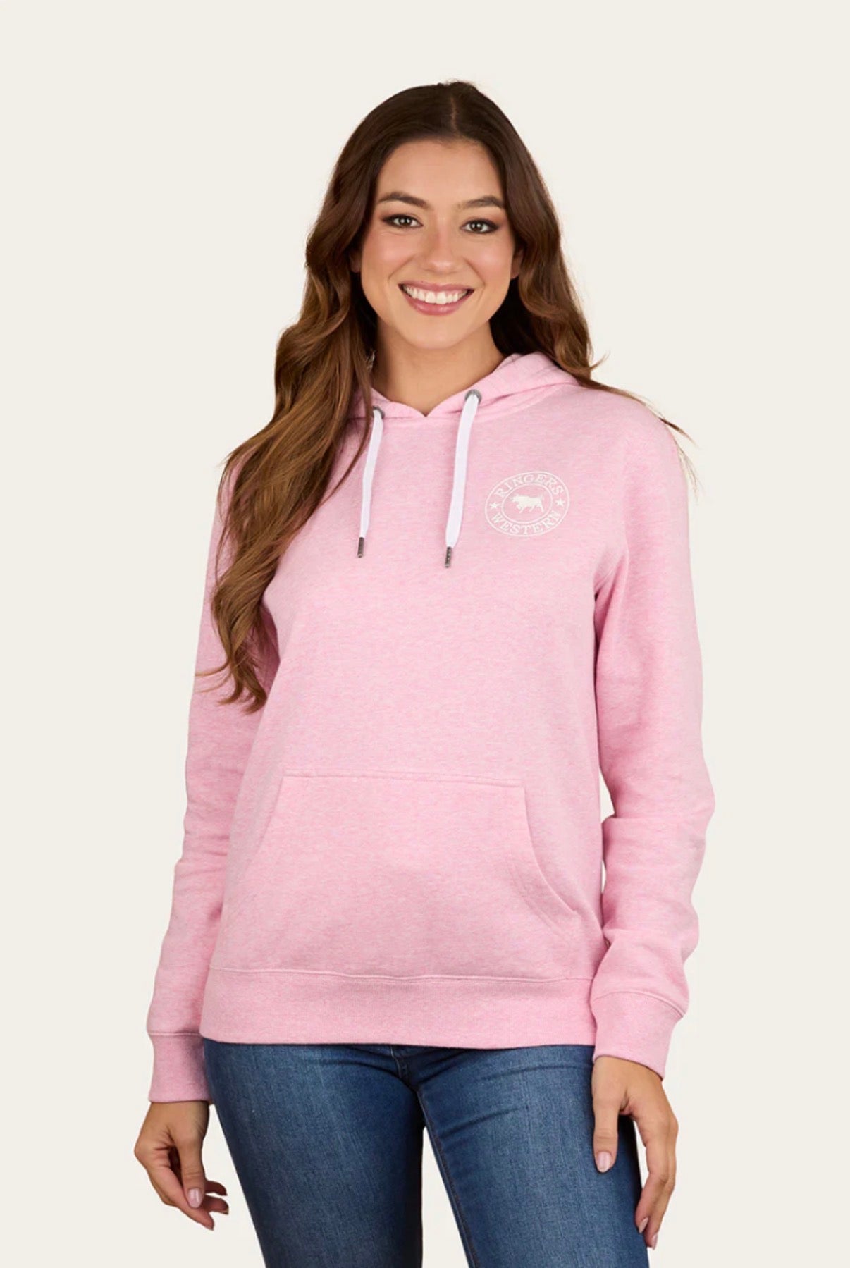 Signature Bull Womens Pullover Hoodie - Pink Marle