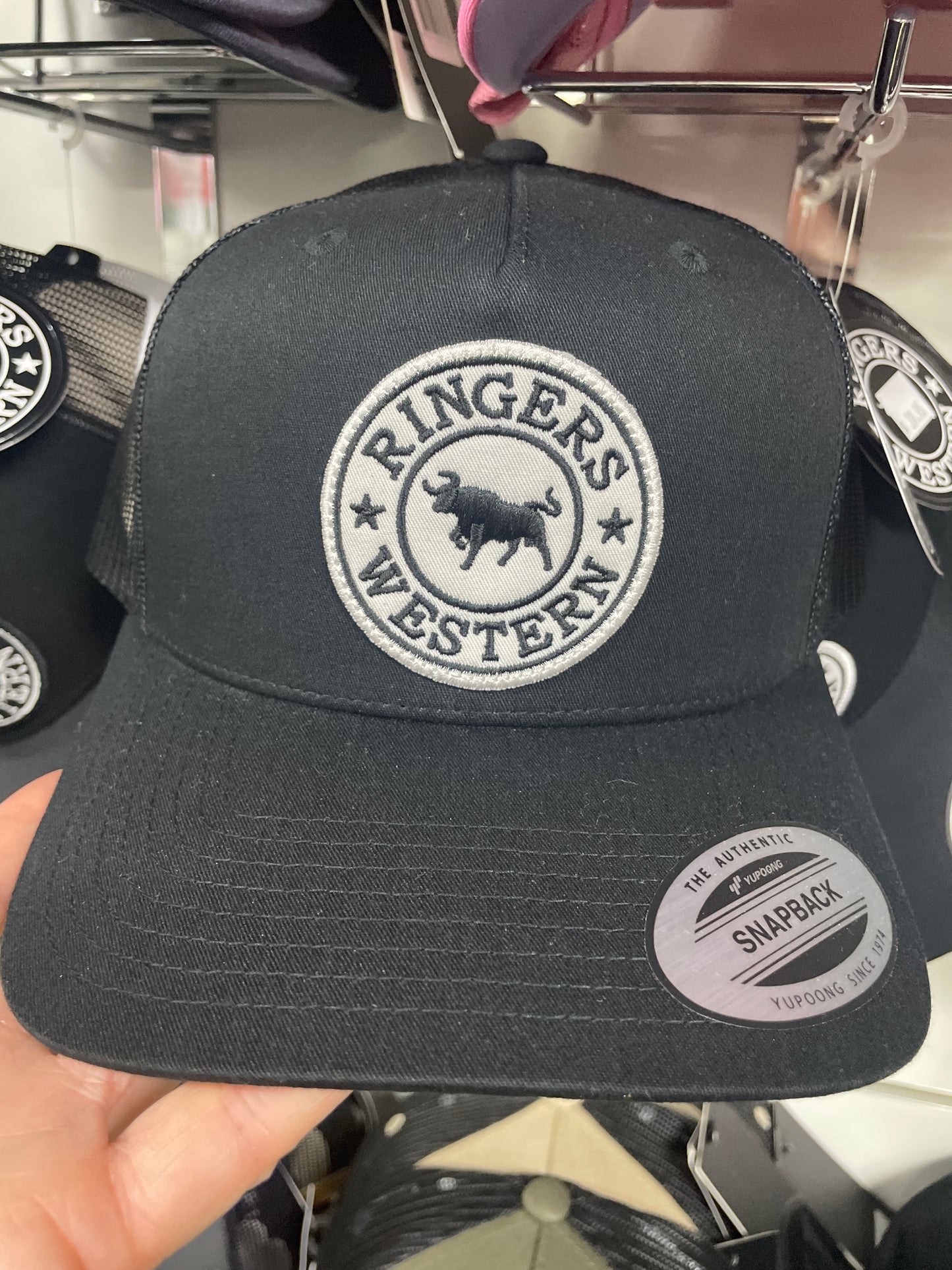 Signature Bull Trucker Cap - Black with Black & White Patch