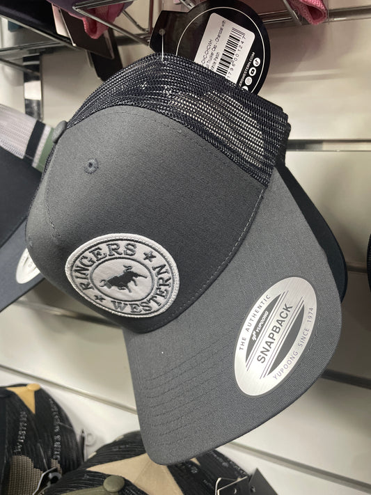 Signature Bull Trucker Cap - Charcoal with Charcoal & White Patch