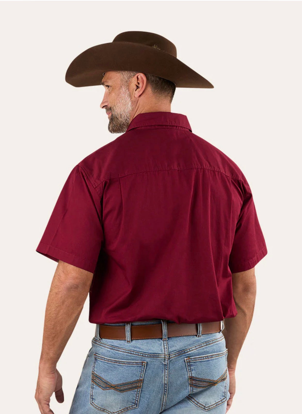 Lake Argyle Mens Short Sleeve Full Button Work Shirt - Burgundy
