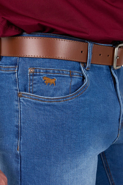 Sturt Mens Relaxed Leg Jeans - Mid Blue