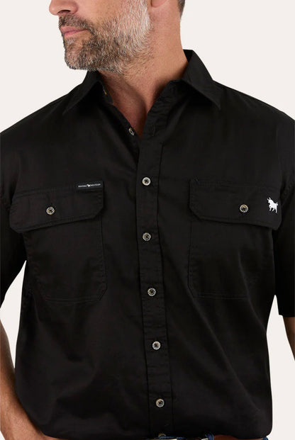 Lake Argyle Mens Short Sleeve Full Button Work Shirt - Black