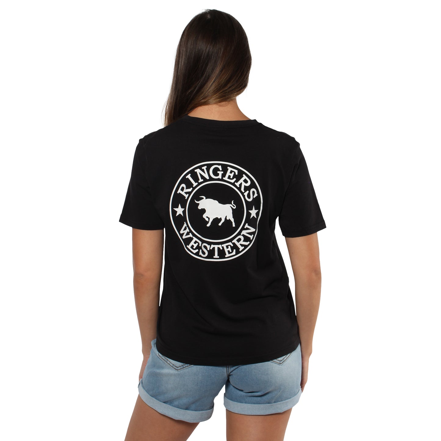 Signature Bull Womens Loose Fit T-Shirt - Black/White