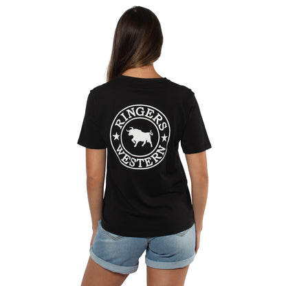 Signature Bull Womens Loose Fit T-Shirt - Black/White