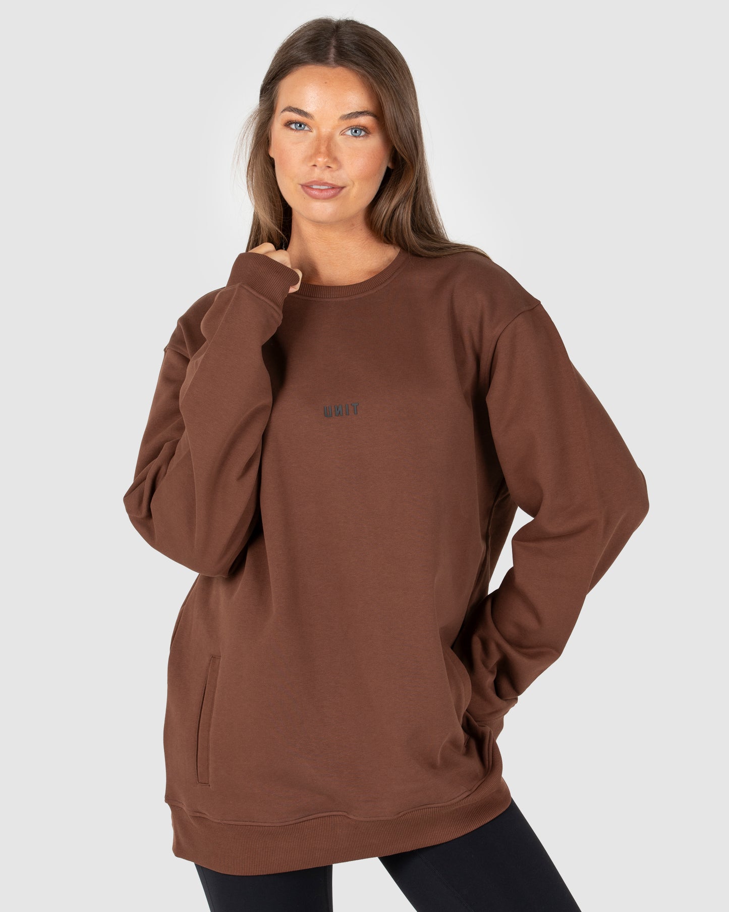 Unisex Fleece Crew - Central - Brown