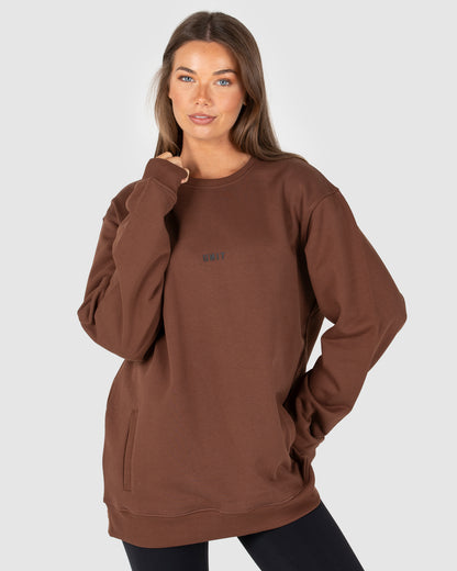 Unisex Fleece Crew - Central - Brown