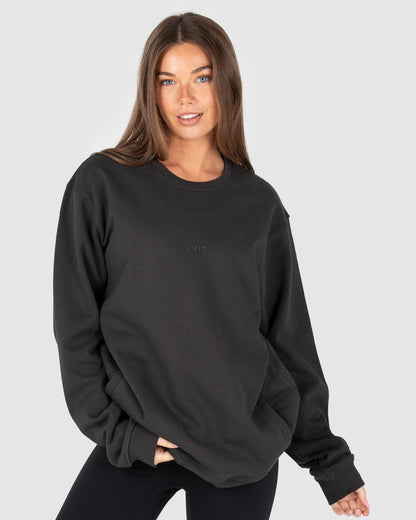 Unisex Fleece Crew - Central - Washed Black