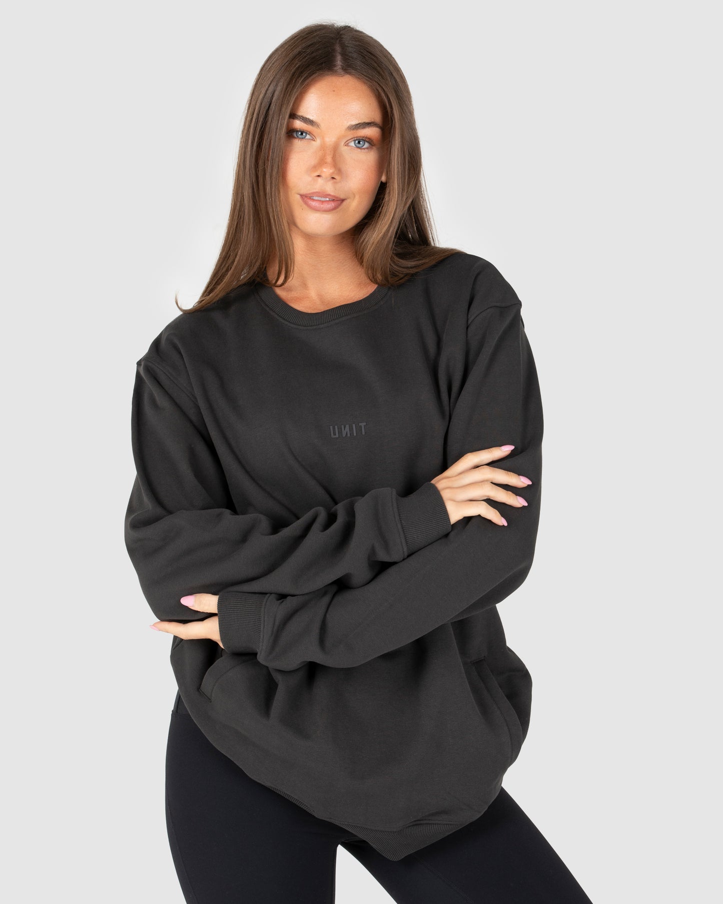 Unisex Fleece Crew - Central - Washed Black