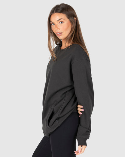 Unisex Fleece Crew - Central - Washed Black