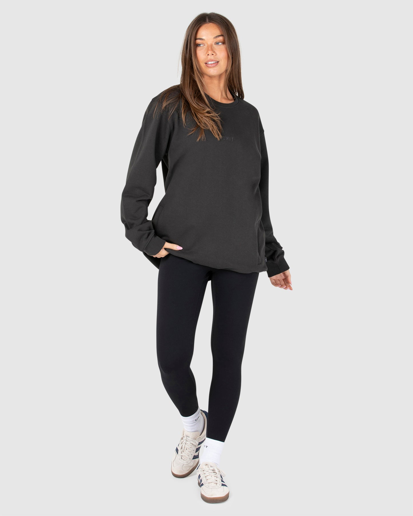 Unisex Fleece Crew - Central - Washed Black
