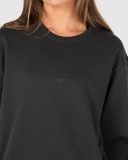 Unisex Fleece Crew - Central - Washed Black