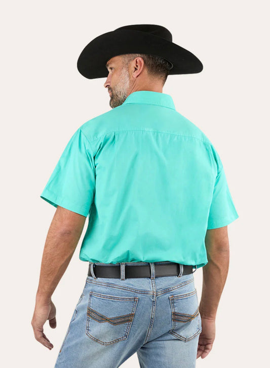 Lake Argyle Mens Short Sleeve Full Button Work Shirt - Mint