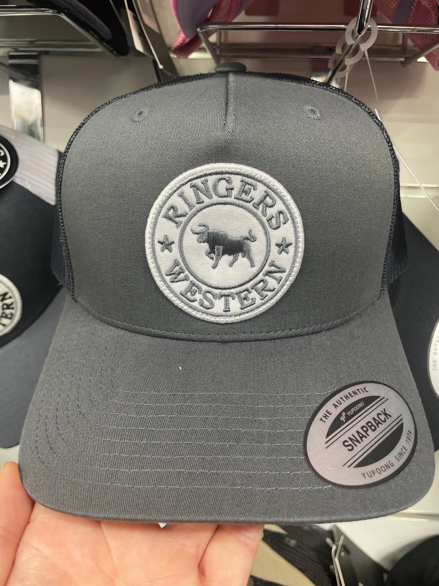 Signature Bull Trucker Cap - Charcoal with Charcoal & White Patch