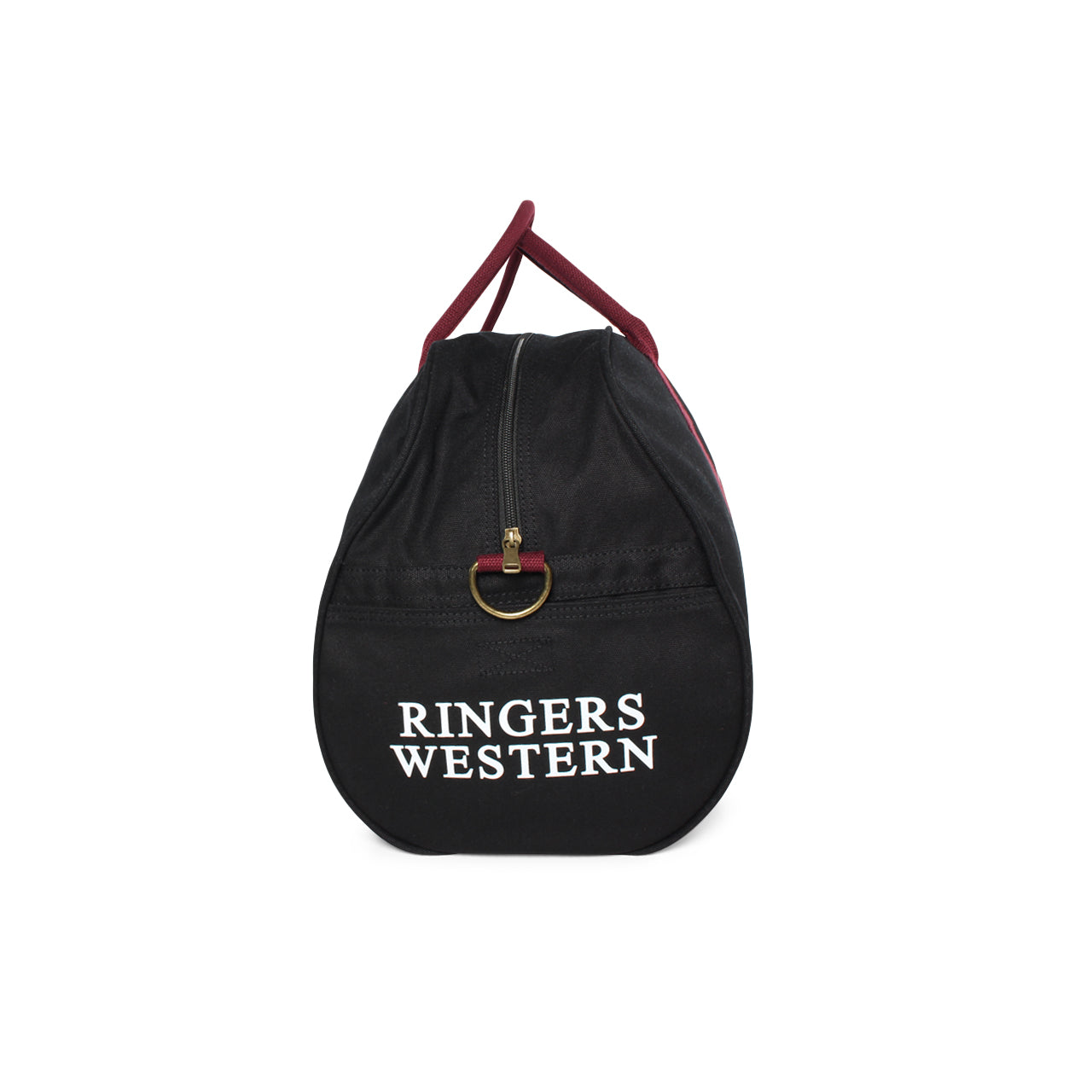 Ringers Western Gundagai Duffle Bag - Black & Maroon with White Print