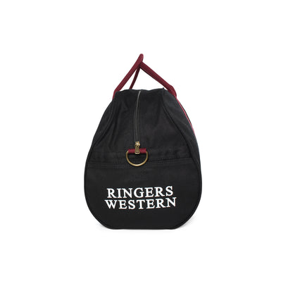 Ringers Western Gundagai Duffle Bag - Black & Maroon with White Print