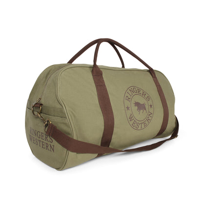 Ringers Western Gundagai Duffle Bag - Khaki with Deep Brown Print
